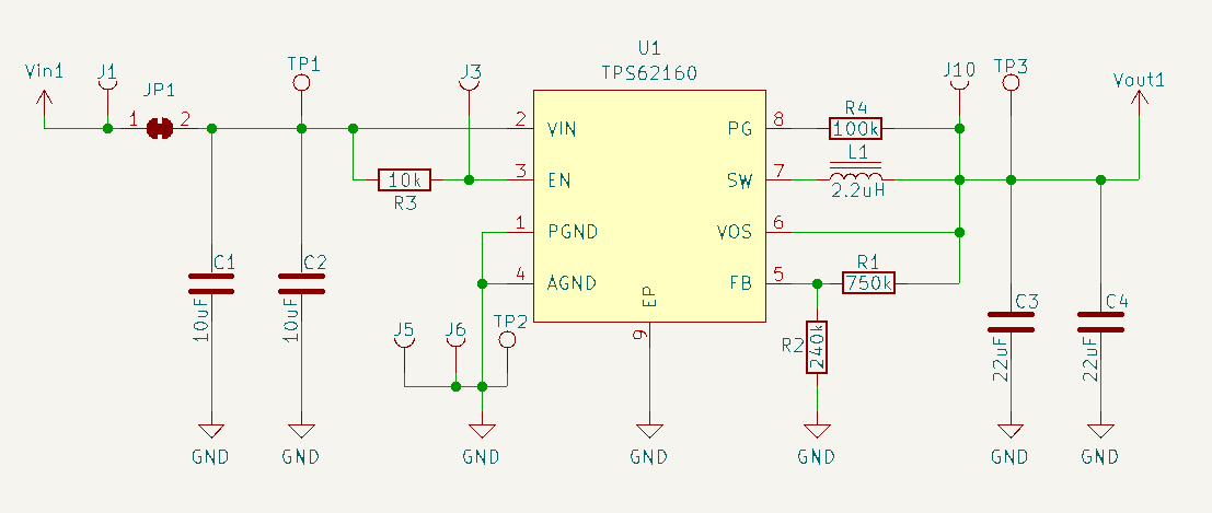 circuit diagram for a U1 TPS62160